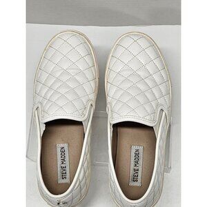 Steve Madden Ecentrcq White Quilted Slip On Sneakers 7.5M Leather